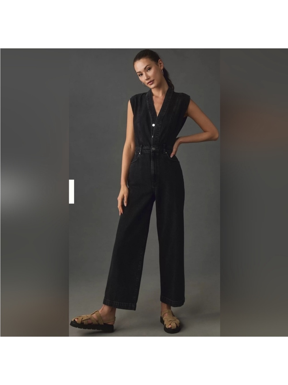 ÉTICA Camden Black Denim Jumpsuit  - Size Large‎